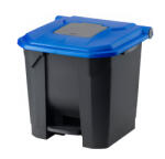 PLANET Szelektív hulladékgyűjtő konténer, műanyag, pedálos, antracit/kék, 30L