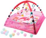 Sersimo Tarc de joaca pentru bebelusi 76x76x50 cm roz, cu jucarii si mingi (KX5873)