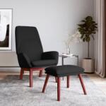 vidaXL Scaun de relaxare cu taburet, negru, textil GartenMobel Dekor (3097877)