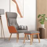 vidaXL Scaun de relaxare cu taburet gri deschis piele ecologica/textil GartenMobel Dekor (3097761)