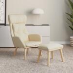 vidaXL Scaun de relaxare cu taburet, crem, textil GartenMobel Dekor (3097752)