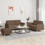vidaXL Set de canapele cu perne, 3 piese, maro, textil GartenMobel Dekor (3202097) Canapea