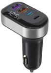  Szivargyújtós autós töltő, 4 portos (2× 15W USB + 2× 15W Type-C), beépített voltmérővel (13399) (13399)
