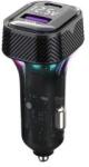  Szivargyújtós gyorstöltő 45W, PD Type-C + USB, RGB világítással, beépített voltmérővel (13382) (13382)