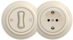 Reblig Retro - întrerupător unipolar nr. 1 și priză SCHUKO 230V cu ramă, bej (RG0135E)
