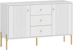 HOMCOM Bufet Modern de 2 Uși Bufet pentru Living cu 3 Sertare Rafturi Reg labile Alb 120x39, 1x76 cm | Aosom Romania (83B-499V01WT) Bufet