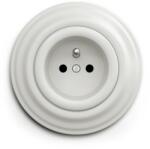 Reblig - Priză retro de perete cu ramă, 230 V, ceramică, albă (RG0007F)