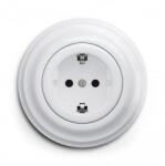 Reblig - Priză retro de perete cu ramă SCHUKO 230V/16A, alb zăpadă (RG0151G)