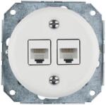 Reblig - priză Ethernet retro din porțelan, fără ramă, 2x CAT. 5E, albă (RG0180)