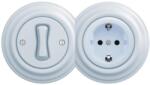 Reblig - Comutator unipolar retro nr. 1 și priză SCHUKO 230V cu ramă, albastru (RG0026E)