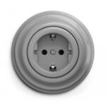 Reblig - Priză retro de perete SCHUKO 230V/16A, gri, cu ramă (RG0052G)