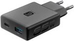 Cellularline Зарядно 220V Slim GaN+ USB-C 65W + USB-A 18W черно 15417