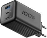 Cellularline Зарядно 220V GaN+ PD 100W 3 порта 2xUSB-C + USB-A черно 15418