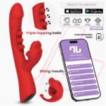 INTOYOU App Series Trixy Triple Tapping Mouth Vibrator with App Red Vibrator