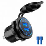 Autolife USB dupla töltő aljzat szivargyújtó helyére 12/24V QC3, Autolife 13214
