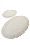  Set 2 covorase baie bumbac, Alessia Home, Piante Oval - Ecru Covor baie