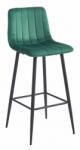  Scaun de bar POZZA VELVET cu picioare negre, verde inchis