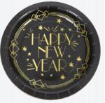 GoDan Happy New Year fekete tányér 18 cm 6 db