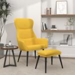 vidaXL Scaun de relaxare cu taburet, galben mustar, textil GartenMobel Dekor (3097436)
