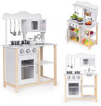 ECOTOYS Játékkonyha, ECOTOYS, fa, 59, 5 x 29, 5 x 84 cm, sütővel és mikrohullámú sütővel, 5 db tartozékkal, forgógombokkal (TF5268)
