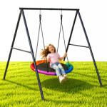 ECOTOYS Gyerek fészekhinta állvánnyal, ECOTOYS JSP-SW, 187 x 167 x 188 cm, fészekhinta átmérő: 100 cm, acél váz, időjárásálló, talajhorgonyokkal, teherbírás: 150 kg (TF5258)