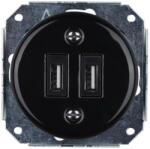 Reblig - Priză USB retro din porțelan, fără ramă, 2 porturi USB-A, negru (RG0216)