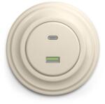 Reblig - Priză USB retro A+C cu ramă, bej (RG0134K)