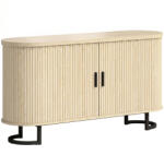 HOMCOM Bufet living, mobilier de depozitare oval cu 2 uși glisante și polițe reglabile, 140x40x75cm, lemn natural | Aosom Romania (83B-746V81ND) Bufet