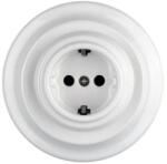 Reblig - Priză retro de perete din porțelan, cu ramă SCHUKO 250V/16A, albă (RG0184)