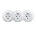 Reblig - Priză triplă retro de perete cu ramă SCHUKO 230 V, alb zăpadă (RG0153B)