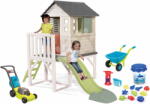 Smoby Set căsuță pe piloni și roaba cu mașină de tuns iarba House On Stilts Life Smoby extensibilă cu tobogan de 1, 5 m cu apă (SM810802-17) Casuta pentru copii