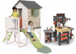 Smoby Set căsuță pe piloni și atelier de lucru cu trei părți House On Stilts Life Smoby extensibilă cu tobogan de 1, 5 m cu apă (SM810802-14) Casuta pentru copii