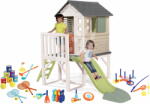 Smoby Set căsuță pe piloni cu Set sportiv și popice House On Stilts Life Smoby extensibil cu tobogan de 1, 5 m cu jet de apă (SM810802-16) Casuta pentru copii