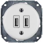 Reblig - Priză de alimentare USB retro din porțelan, fără ramă, 2x USB-A, alb (RG0182)