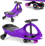 ECOTOYS Wiggle autó, ECOTOYS YM-SW-1, lila, 79 x 36 x 38, 5 cm, LED-es világító gumírozott kerekek, 360°-ban forgó kormány, beltéri/kültéri, teherbírás: 70 kg, 3 év felett (TF3603)