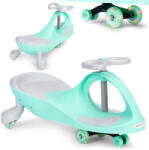 ECOTOYS Wiggle autó, ECOTOYS YM-SW-1, zöld, 79 x 36 x 38, 5 cm, LED-es világító gumírozott kerekek, 360°-ban forgó kormány, beltéri/kültéri, teherbírás: 70 kg, 3 év felett (TF3599)