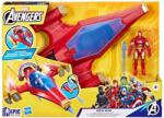 Marvel Figurina cu avion de lupta, Avengers, Iron Man, Repulsor Blast Battle Jet, 10 cm (F9329) Figurina