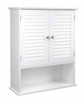 LEOBERT Fürdőszobai polc, Leobert 2285-1, fehér, 70 x 60 x 20 cm, fali, 3 szintes, állítható polccal, MDF, ajtós kivitel, fém zsanérokkal, ezüst fogantyúkkal, 15 kg teherbírás (TF4694)