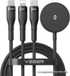 VEGER V730 3-in-1 Töltőkábel - 60W USB-C, 27W Lightning, 92W összteljesítmény (6977525752483)