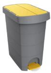PLANET Szemetes kuka pedálos műanyag 60 literes Pelikán Slim eco antracit színű sárga tetővel UP232-214