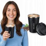  Hőszigetelt kávés bögre tea fedővel 380ml Termosz Utazó