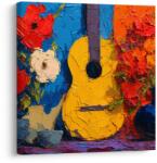 Dovido Tablou chitară cu compoziție florală - 20x20