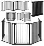  Bariera de siguranta pliabila 300x74 cm, 5 panouri si poarta cu blocare automata, metal si plastic, neagra (ML-SF-015-BC)