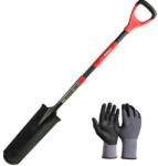 Strend Pro Set harlet, cazma, ingust, varf zimtat, maner fibra sticla, 126 cm, cu manusi, RedShark (143608) Sapa de gradina