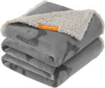  FEANDREA Patura impermeabila caini XL, reversibila cu fleece Sherpa si flanel, lavabila, 152x127 cm, gri (EZ-PPB060G01)