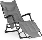  Sezlong gradina pliabil 2 in 1 cu suport telefon si buzunar lateral, material moale matlasat, maxim 150 kg, 180x63x90 cm, gri (ML-SMI-LC50-4)