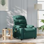 vidaXL Fotoliu reclinabil cu masaj, verde închis, material textil GartenMobel Dekor (3206918)