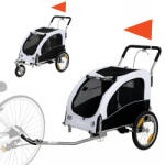 PawHut Remorcă 2-în-1 pentru bicicletă & jogging, cărucior pliabil pentru câini mici & medii până la 20 kg, Alb | Aosom Romania (D00-051V01WT)