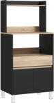 HomCom Mobilier pentru cuptor cu microunde, bufet de bucătărie cu dulap sertar raft superior, 60 x 40 x 131 cm stejar și negru | Aosom Romania (83A-028V01BK)