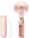 JisuLife Kézi Ventilátor Life8 Hordozható USB Ventilátor Power Bank Funkcióval 2000mAh és Zseblámpával - Rózsaszín